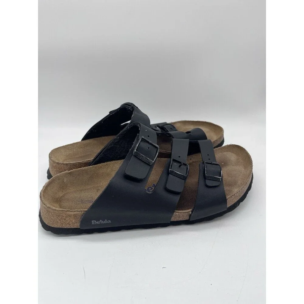 Betula Birkenstock Leo Black Buckle Sandals Size EU 41 Womens Size 10